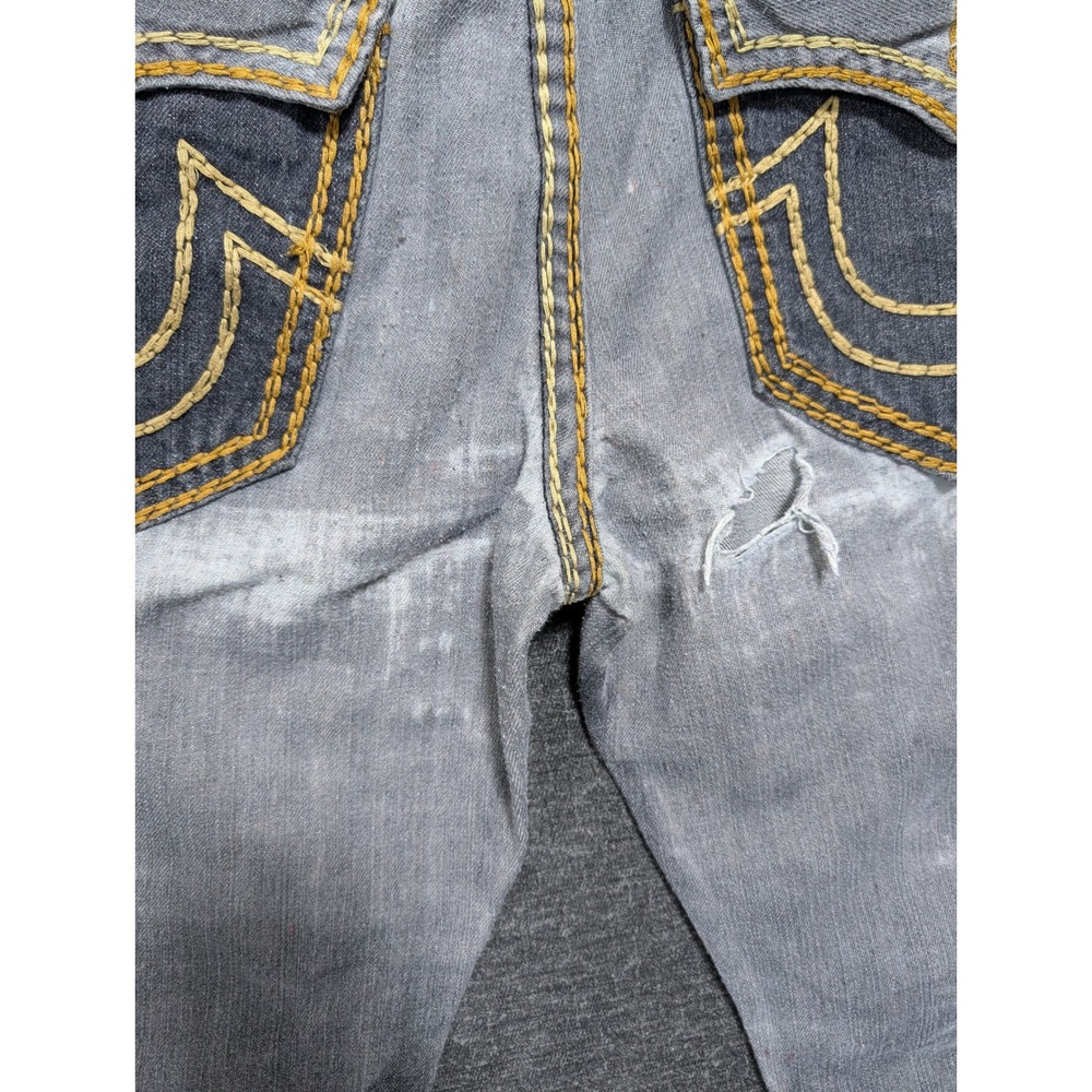 True Religion Geno Super T Grey Distressed Straight Leg Jeans Mens 32 USA Made - Picture 8 of 10